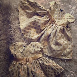Matching Gold Holiday Dresses Baby Girls
